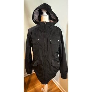 Burton Dryride Women's Snowboard Ski Jacket Size L Black Hooded Multi Pocket